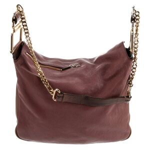 Chloe Brown Leather Shoulder Bag with Gold Chain